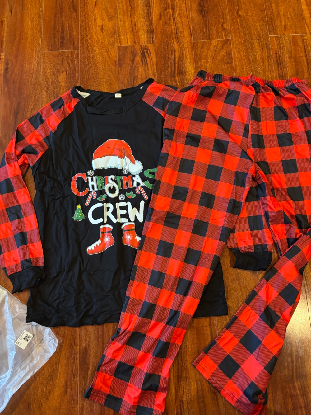 Men’s Black & Red Plaid 'Christmas Crew' Pajama Set